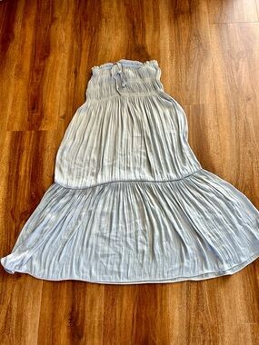 Silky feel flowy tiered baby blue maxi skirt  size xs